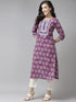 Women Purple & White Pure Cotton Printed Kurta